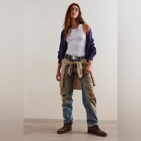 NWT Free People We The Free Worn Thru Surplus Cardi - Eclipse - Picture 3 of 9